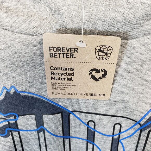 PUMA Men’s Hoodie Gray Pullover Sweatshirt Logo Graphic Size S NWT - Picture 4 of 10